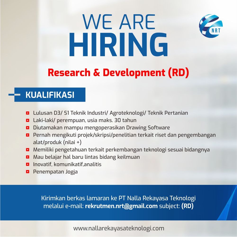 We Are Hiring Research and Develompent