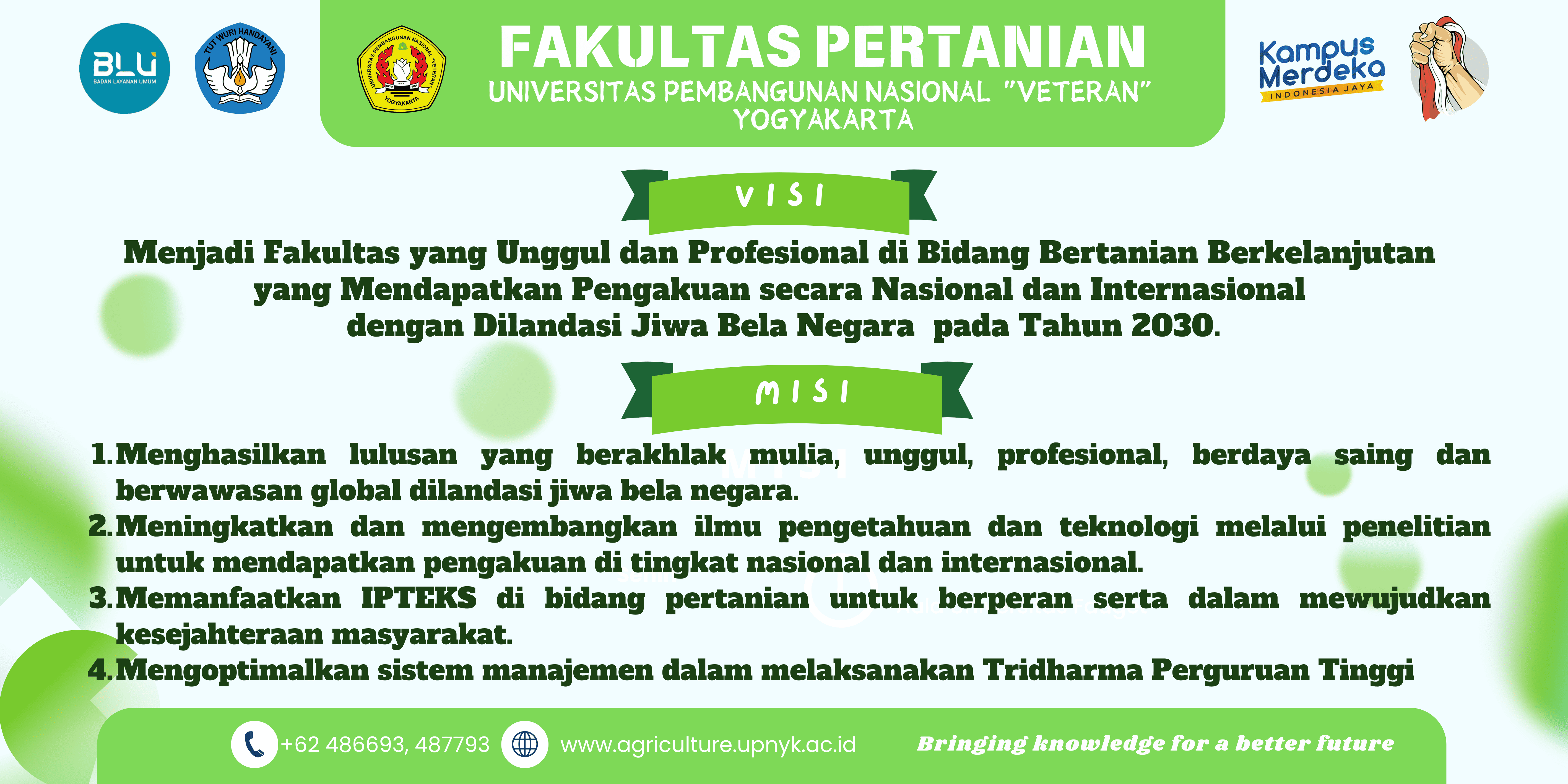 Visi dan Misi Fakultas Pertanian