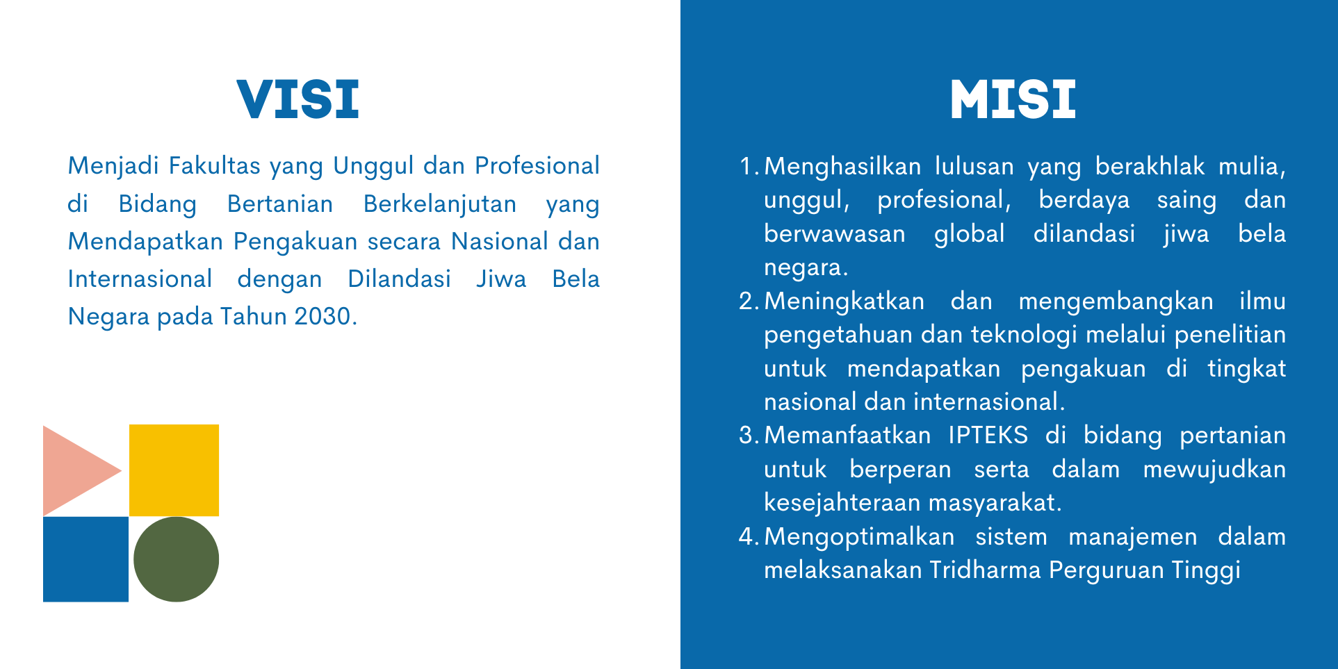 Visi dan Misi Fakultas Pertanian