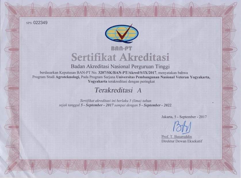 Selamat Prodi Agroteknologi dan Prodi Agribisnis Terakreditasi A