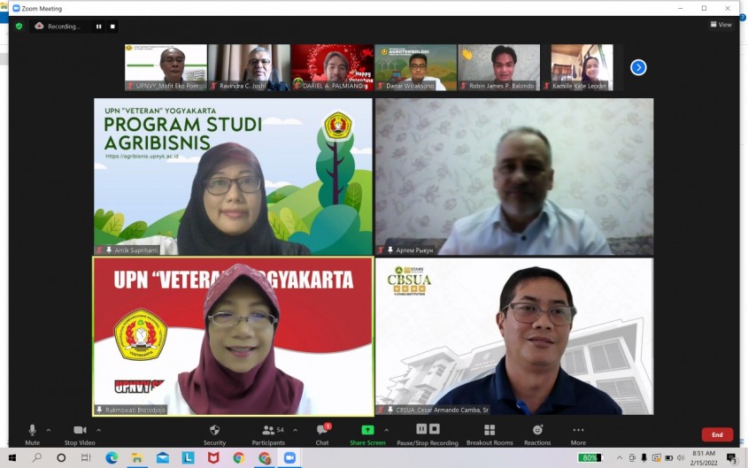 Pembukaan Kelas Online Fakultas Pertanian dengan peserta mahasiswa dari TSU, Rusia and CBSUA, Philip