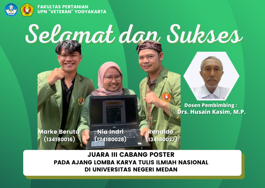 Tim Mahasiswa FP kembali menyabet Juara Karya Tulis Ilmiah Nasional di Universitas  Negeri Medan