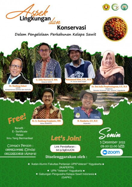 WEBINAR IKAPERTA “ASPEK LINGKUNGAN DAN KONSERVASI DALAM PENGELOLAAN PERKEBUNAN KELAPA SAWIT”